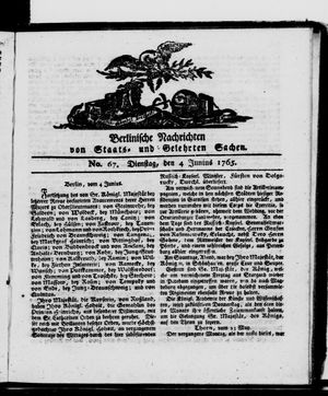 Berlinische Nachrichten von Staats- und gelehrten Sachen vom 04.06.1765