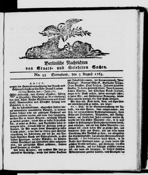 Berlinische Nachrichten von Staats- und gelehrten Sachen vom 03.08.1765