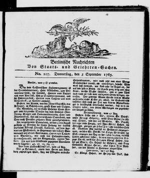 Berlinische Nachrichten von Staats- und gelehrten Sachen vom 05.09.1765