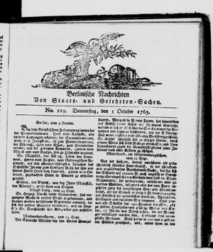 Berlinische Nachrichten von Staats- und gelehrten Sachen vom 03.10.1765