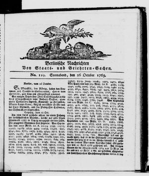Berlinische Nachrichten von Staats- und gelehrten Sachen vom 26.10.1765