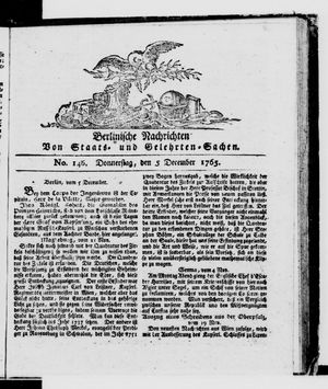 Berlinische Nachrichten von Staats- und gelehrten Sachen vom 05.12.1765