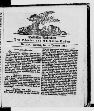 Berlinische Nachrichten von Staats- und gelehrten Sachen vom 31.12.1765
