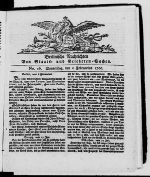 Berlinische Nachrichten von Staats- und gelehrten Sachen vom 06.02.1766