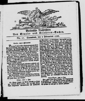 Berlinische Nachrichten von Staats- und gelehrten Sachen on Feb 8, 1766