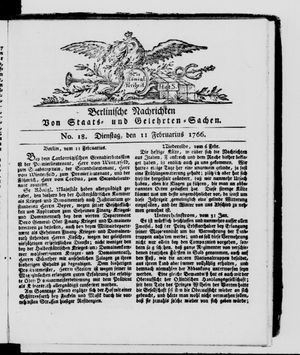 Berlinische Nachrichten von Staats- und gelehrten Sachen vom 11.02.1766