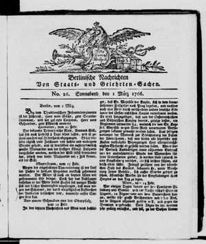 Berlinische Nachrichten von Staats- und gelehrten Sachen vom 01.03.1766