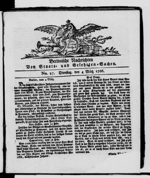 Berlinische Nachrichten von Staats- und gelehrten Sachen vom 04.03.1766