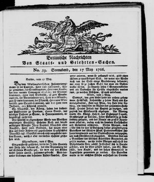 Berlinische Nachrichten von Staats- und gelehrten Sachen vom 17.05.1766