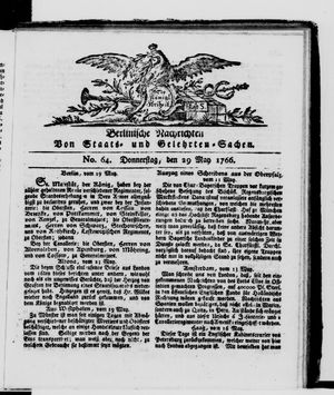 Berlinische Nachrichten von Staats- und gelehrten Sachen vom 29.05.1766