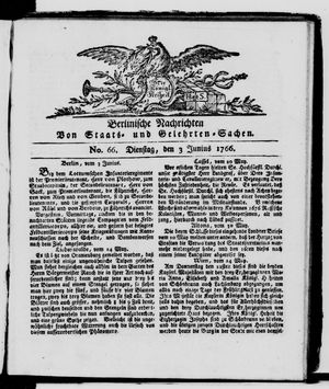 Berlinische Nachrichten von Staats- und gelehrten Sachen vom 03.06.1766