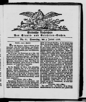Berlinische Nachrichten von Staats- und gelehrten Sachen on Jun 5, 1766