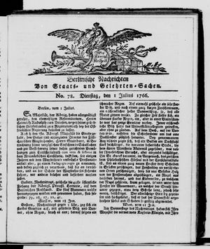 Berlinische Nachrichten von Staats- und gelehrten Sachen on Jul 1, 1766