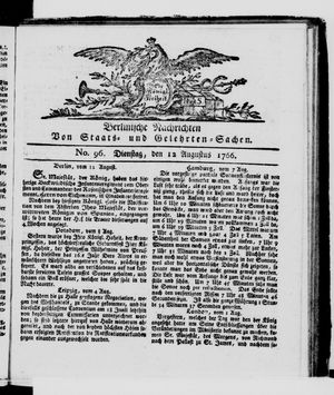 Berlinische Nachrichten von Staats- und gelehrten Sachen vom 12.08.1766