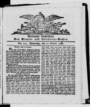 Berlinische Nachrichten von Staats- und gelehrten Sachen vom 16.10.1766