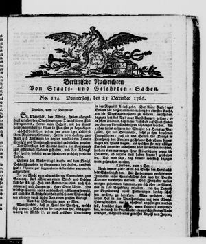 Berlinische Nachrichten von Staats- und gelehrten Sachen vom 25.12.1766