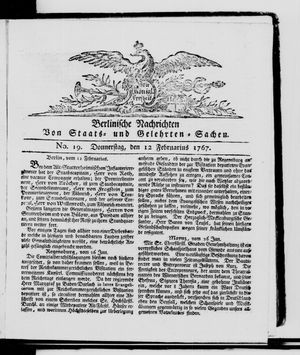 Berlinische Nachrichten von Staats- und gelehrten Sachen vom 12.02.1767