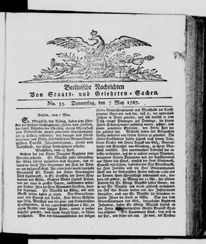 Berlinische Nachrichten von Staats- und gelehrten Sachen vom 07.05.1767