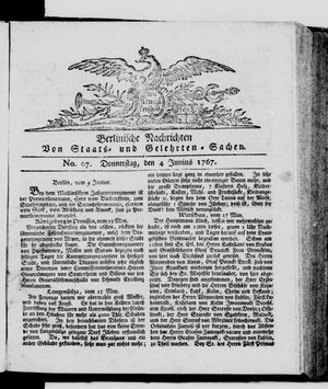 Berlinische Nachrichten von Staats- und gelehrten Sachen vom 04.06.1767