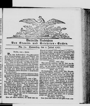 Berlinische Nachrichten von Staats- und gelehrten Sachen vom 02.07.1767