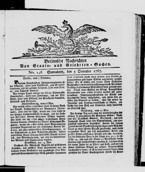 Berlinische Nachrichten von Staats- und gelehrten Sachen vom 05.12.1767