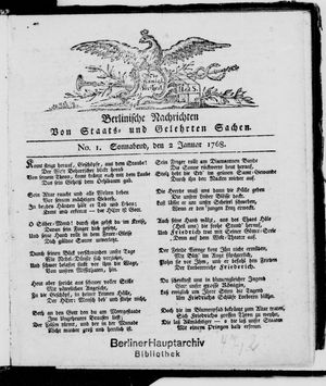 Berlinische Nachrichten von Staats- und gelehrten Sachen vom 02.01.1768