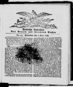 Berlinische Nachrichten von Staats- und gelehrten Sachen vom 02.04.1768