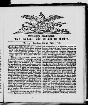 Berlinische Nachrichten von Staats- und gelehrten Sachen vom 12.04.1768