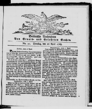 Berlinische Nachrichten von Staats- und gelehrten Sachen vom 26.04.1768