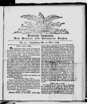Berlinische Nachrichten von Staats- und gelehrten Sachen vom 12.05.1768