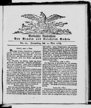 Berlinische Nachrichten von Staats- und gelehrten Sachen vom 19.05.1768