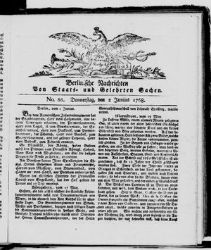 Berlinische Nachrichten von Staats- und gelehrten Sachen vom 02.06.1768