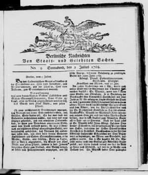 Berlinische Nachrichten von Staats- und gelehrten Sachen vom 02.07.1768