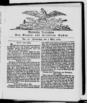 Berlinische Nachrichten von Staats- und gelehrten Sachen vom 02.03.1769