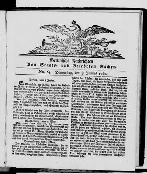 Berlinische Nachrichten von Staats- und gelehrten Sachen vom 08.06.1769