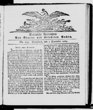 Berlinische Nachrichten von Staats- und gelehrten Sachen vom 02.09.1769