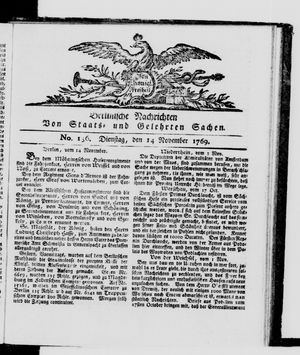 Berlinische Nachrichten von Staats- und gelehrten Sachen vom 14.11.1769