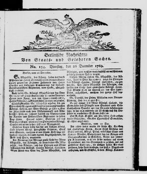 Berlinische Nachrichten von Staats- und gelehrten Sachen vom 26.12.1769