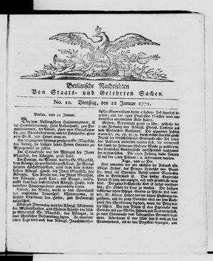 Berlinische Nachrichten von Staats- und gelehrten Sachen vom 22.01.1771
