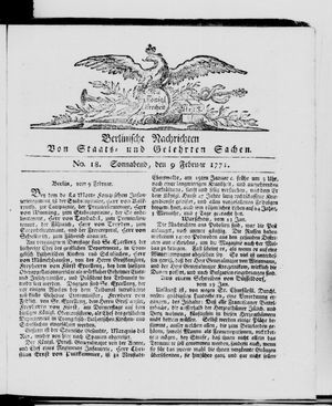 Berlinische Nachrichten von Staats- und gelehrten Sachen vom 09.02.1771