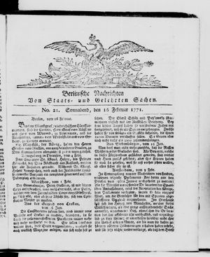 Berlinische Nachrichten von Staats- und gelehrten Sachen vom 16.02.1771