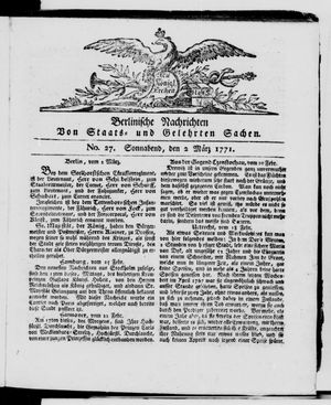 Berlinische Nachrichten von Staats- und gelehrten Sachen vom 02.03.1771