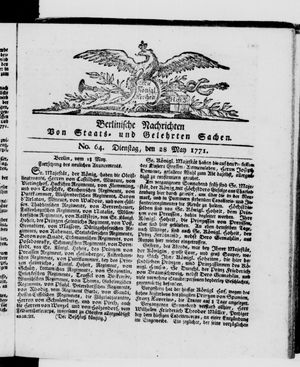 Berlinische Nachrichten von Staats- und gelehrten Sachen vom 28.05.1771