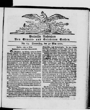 Berlinische Nachrichten von Staats- und gelehrten Sachen vom 30.05.1771