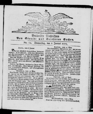Berlinische Nachrichten von Staats- und gelehrten Sachen vom 06.06.1771