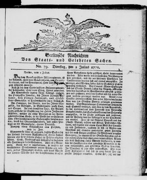 Berlinische Nachrichten von Staats- und gelehrten Sachen vom 02.07.1771