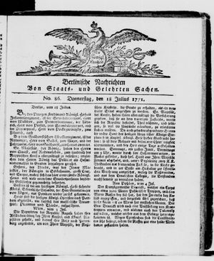 Berlinische Nachrichten von Staats- und gelehrten Sachen vom 18.07.1771