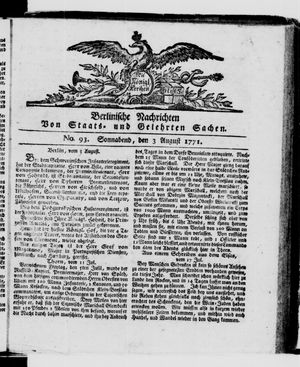 Berlinische Nachrichten von Staats- und gelehrten Sachen vom 03.08.1771