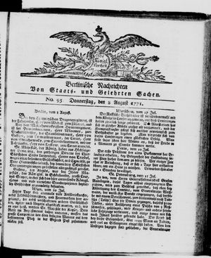 Berlinische Nachrichten von Staats- und gelehrten Sachen vom 08.08.1771