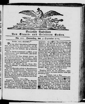Berlinische Nachrichten von Staats- und gelehrten Sachen vom 05.09.1771